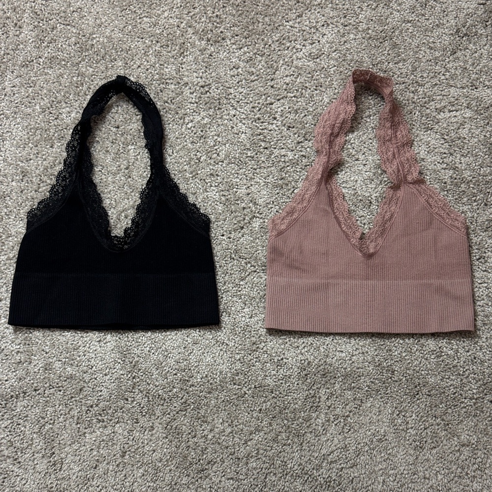 Out From Under Pink & black Lace Bralette set